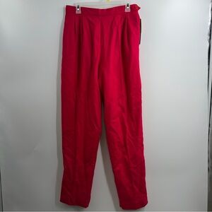Vintage City Girl Red Wool Pleated Trousers High Rise USA 13/14